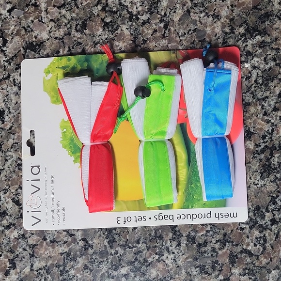 Vivia mesh produce bags set of 3 new small, medium , large reusable, eco-friend - Picture 1 of 2